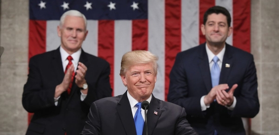 2018年は穏やかな笑顔で演説に臨んでいたトランプ大統領
