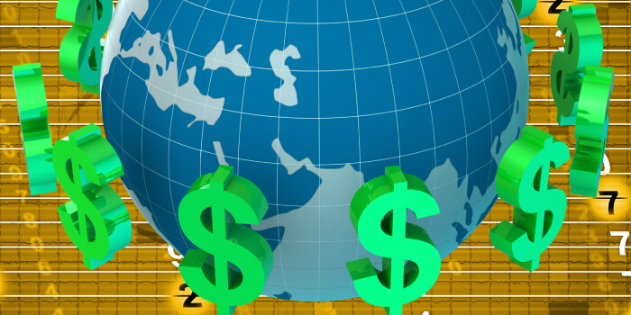 地球と米ドル（アメリカ）のイメージ